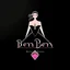 Placeholder: Create a logo with the name Deniz Boutique, inspired by diamond dresses, with the symbol of the dress, baby pink, black background.