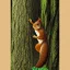 Placeholder: Fantasy image,wooded background, squirrel looming over a four inch person