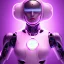 Placeholder: Cute hijab woman in a robotic suit,purple and pink backlight, profile