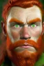 Placeholder: portrait of a dwarf, light green eyes, red hair, pronounced cheekbones and slightly square jaw