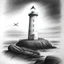 Placeholder: A graphite pencil drawing of the first light house of Norway, Lindesnes Lighthouse