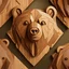 Placeholder: combine textured wood with stylized shape of a bear head, graphic style, minimalistic, clean