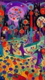 Placeholder: A purple graveyard with dancing ghosts painted by Wassily Kandinsky