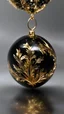 Placeholder: smoke art gold and black colours with shiny glass christmas bauble