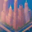 Placeholder: isometric architecture illustration of new york at sunset tilt shit cinematic