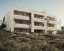 Placeholder: Day in algarve, a modern luxury architecture HOTEL building with two floors WITH STRAIGHT LINES AND CANNOPY, white render and wood stripe vertical elements with gold and metallic details, overlooking the golf course, trees pines, realistic 8k ultra render