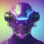 Placeholder: A beautiful portrait of a cyborg monkey purple neon color scheme, high key lighting, volumetric light high details psychedelic background