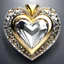 Placeholder: a clony of golden and silver around diamond heart sighn rotating