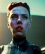 Placeholder: retro sci-fi portrait image from 1960, supermarket parking explosion, fire, classic black widow, young Scarlett Johansson, tight lycra suit, soft color, highly detailed, unreal engine 5, ray tracing, RTX, lumen lighting, ultra detail, volumetric lighting, 3d, finely drawn, high definition, high resolution.