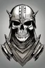 Placeholder: WARRIOR skull helmet, comic style, portrait