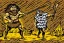 Placeholder: Pop Art, caveman holding a club, cave, cave bear, campfire, stone age, dawn, fine detail, high quality,