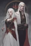 Placeholder: Vampire queen with white hair, with her king