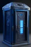 Placeholder: ultra detailed and intricate 3d rendering of a hyperrealistic “cyberpunk tardis box” symmetric, front view