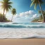 Placeholder: Hyper Realistic sea waves & seashore beach with blue sky & palm trees