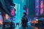 Placeholder: masterpiece, high detail, best quality, Cyberpunk street, comic style
