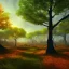 Placeholder: silhouette, trees en fleurs, future art, crépuscule , brown oranger, vibrant Color,