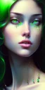 Placeholder: girl, sexy, beautiful, long hair, wavy hair, green hair, blue eyes, green beanie, green bra,big boobs, black tee shirt,full body portrait, 8k resolution concept art portrait by Greg Rutkowski, Artgerm, WLOP, Alphonse Mucha dynamic lighting hyperdetailed intricately detailed