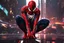 Placeholder: Spider man in 8k solo leveling shadow artstyle, Arabic colors costum them, mask, close picture, rain, neon lights, intricate details, highly detailed, high details, detailed portrait, masterpiece,ultra detailed, ultra quality