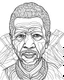 Placeholder: illustrate image of Nelson Mandela, simple line art, one line, white background, coloring book style, well composed, no gradient, , no fill, no solids,