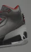 Placeholder: Jordan 3 black sneaker made out of fire. Animation movie style.