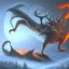 Placeholder: Fire dragon hunting a deer