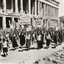 Placeholder: Protest march in ancient Greece with picket signs