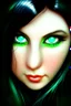 Placeholder: beautiful fantasy cartoon gaming green eyes black endless hair logo