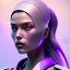 Placeholder: woman, rounded face, purple, round grunge helmet, decorative color feathers, retro futuristic, latex coat, soft color, highly detailed, art stations, concept art, smooth, unreal engine 5, god rays, ray tracing, RTX, lumen lighting, ultra detail, volumetric lighting, 3d, finely drawn, high definition, high resolution.