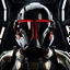 Placeholder: star wars bald male corellian pilot wearing pearlescent black and gunmetal grey First Order special forces heavy assault stealth commando armor and helmet with gold and red trim inside the jedi temple, hyperdetailed, dynamic lighting, hyperdetailed background, 8k resolution, volumetric lighting, light skin, fully symmetric details