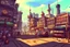 Placeholder: Cartoon steampunk street level city square