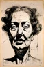 Placeholder: Weird face of a lying giant lady, sketchdrawing by William Kentridge