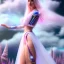 Placeholder: Fuul body white woman with legs, long blond hair, blue eyes, pink and blue dress in a galactic ambiance, delicate colors in the foreground, full of details, smooth, light effect，vaporwave colorful, smooth, extremely sharp detail, finely tuned detail, ultra high definition, 8 k, unreal engine 5, ultra sharp focus