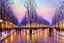 Placeholder: Night, square bench, lanterns, alfred sisley impressionism painting