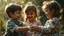 Placeholder: Beautiful happy telepathic young boys and girls playing together, finesse, devotion, serendipity, best friends, exquisite composition, beauty, magic, fantasy, close foreground detail, beautiful intricate insanely detailed octane render, 16k artistic photography, photorealistic concept art, soft natural volumetric cinematic perfect light, chiaroscuro, award-winning photograph, masterpiece