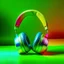 Placeholder: Create colour rainbow headphones and green background