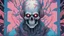 Placeholder: a close up of a person with a skull on their head, blue and black colors, anime skull portrait man, scary detailed art in color, hiroyuki-mitsume takahashi, nychos art aesthetic, half man half skeleton, anime cyberpunk art, colored manga art, rossdraws pastel vibrant, hot colors. insanely detailed, beautiful anime portrait, stunning anime face portrait, scary art in color