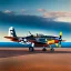 Placeholder: fullbody Drawing of 'North American P-51 Mustang (USA)- Aircraft of WWII',intricate detail,andrea bonelli,Kilian Eng,Ohrai,evan lee,Aleksandr Sidelnikov,KyuYong Eom,three quarters frontal aerial view,toned colors,16k