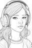 Placeholder: Outline art of a sweet girl with headphones