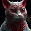 Placeholder: Cat humanoide, calidad ultra, hiperdetallado, intrincado, maximalista, colores plateado y rojo, 8k 3D