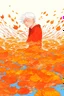 Placeholder: 咒语:A white-haired man lies at the bottom of the pool, with burning roses floating on the water,withered, minimalist, widespread red-orange,animated artistic style, gray palette, OShare Kei, light red turquoise and yellow, loose strokes, amber and light gray, accurate painting, Traincore,Korea Wave--a 4:3