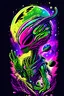 Placeholder: very details alien lost in galaxy background, T-shirt design, streetwear design, pro vector, Japanese style, full design, 8 colors only, solid colors, no shadows, full design, Bright colors, sticker, bright colors