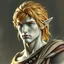 Placeholder: fantasy, dramatic portrait, marble statue of an elf male, marble skin, watercolour, golden hair, warrior, mighty, righteous