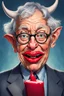 Placeholder: half grey haired half bald Bill Gates with a gremlin cow with big lipstick mouth, big lips