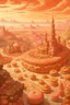 Placeholder: A light rosy orange colored kingdom made out of cakes, donuts, and cookies painted by Francis Danby