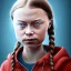 Placeholder: portrait of Greta Thunberg blue-eyed