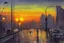 Placeholder: City, distant city, sunset, people, street, Street reflections, lesser ury and otto pippel impressionism paintings