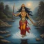 Placeholder: An oil painting of godess Kali crossing a lake