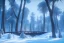 Placeholder: Forest ice palms twigs winter, bridge birds, house, bear, deer, unreal engine