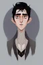 Placeholder: black hair freckles blue eyes young wizard beardsley