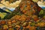 Placeholder: A brown mountain filled with stones painted by Paul Ranson